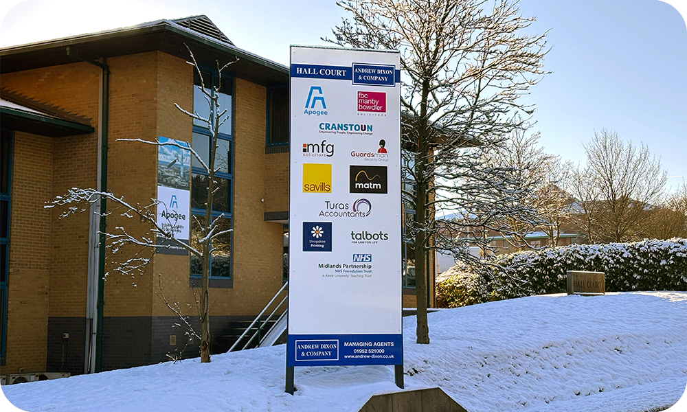 Hall Court Main Location Signage